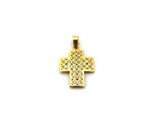 Crucifijo Oro 18k Con Circonita