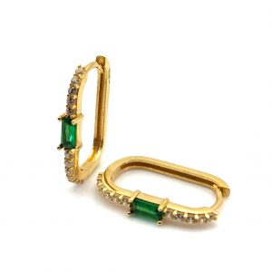 Argollas Oro 18k Con Circonita,Esmeralda
