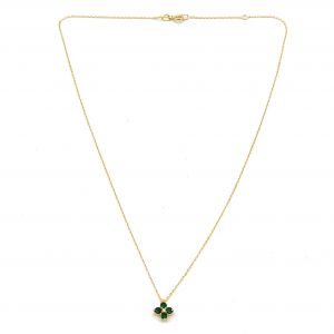 Gargantilla Oro 18k Con Diamante,Esmeralda 20cm