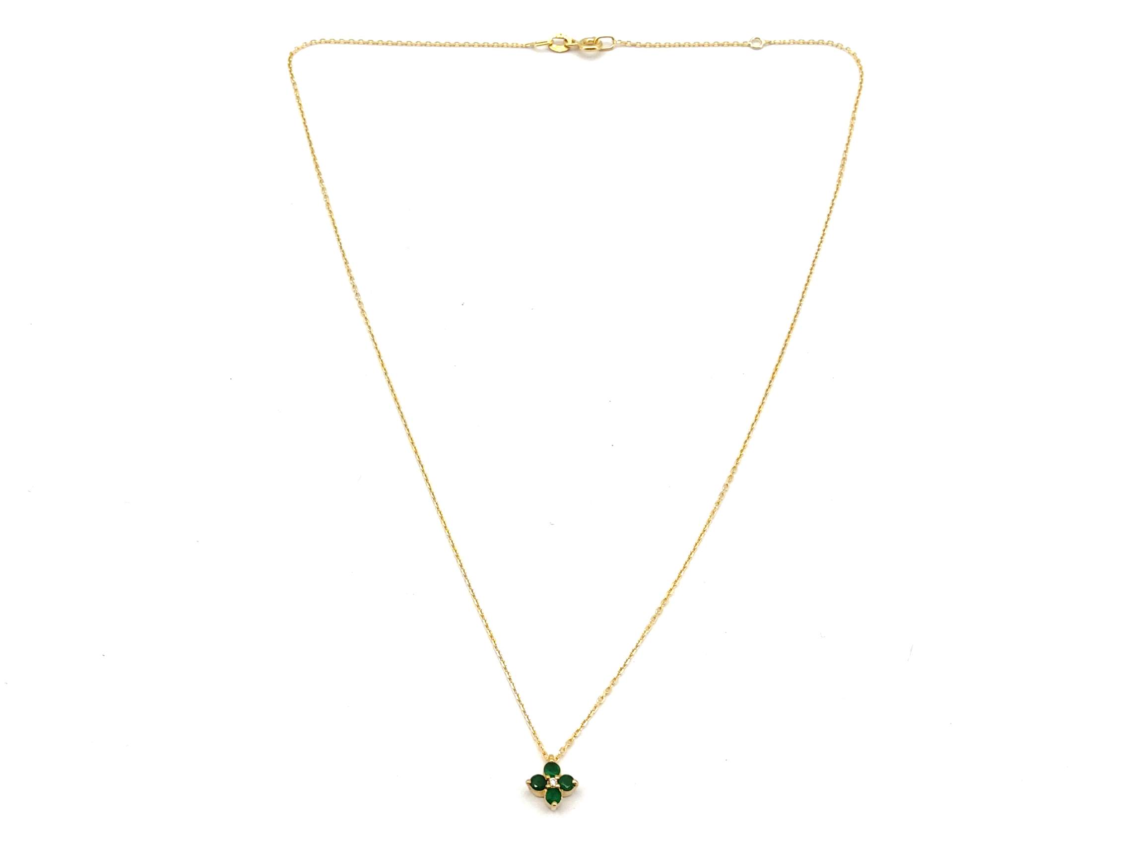 Gargantilla Oro 18k Con Diamante,Esmeralda 20cm