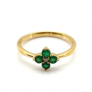 Anillo Oro 18k Con Diamante,Esmeralda