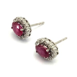 Pendientes Oro 18k Con Rubi,Diamante