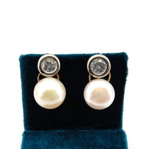 Pendientes Oro 18k Con Circonita,Perla