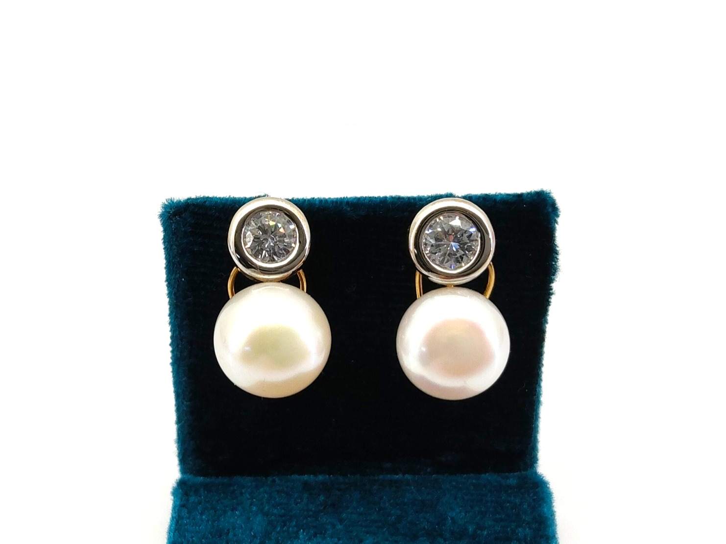 Pendientes Oro 18k Con Circonita,Perla