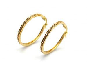 Argollas Oro 18k Con Circonita