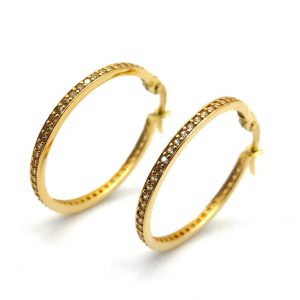 Argollas Oro 18k Con Circonita
