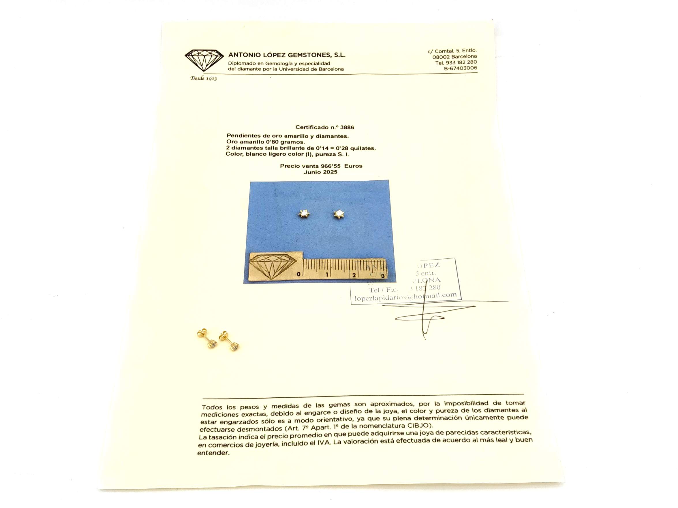 Pendientes Oro 18k Con Diamante - Imagen 5