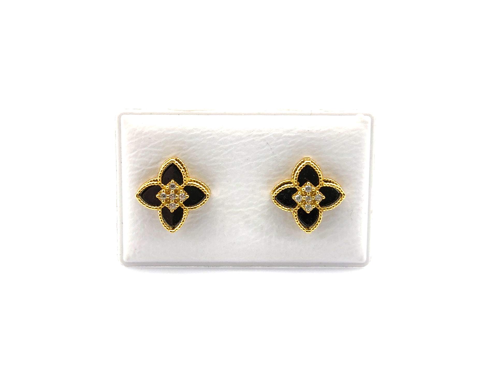 Pendientes Oro 18k Con Onix,Circonita