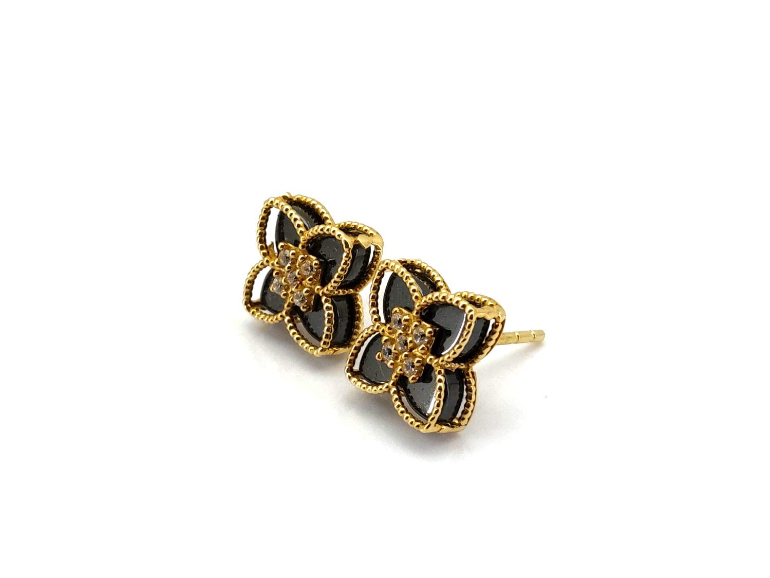 Pendientes Oro 18k Con Onix,Circonita - Imagen 2