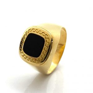Sello Oro 18k Con Circonita,Onix