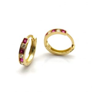 Argollas Oro 18k Con Esmeralda,Rubi,Zafiro