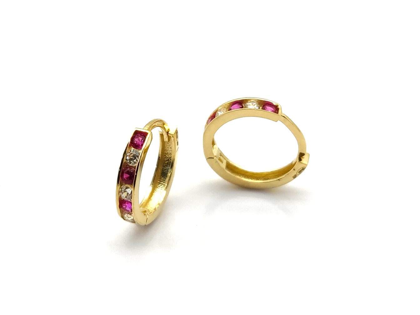 Argollas Oro 18k Con Esmeralda,Rubi,Zafiro