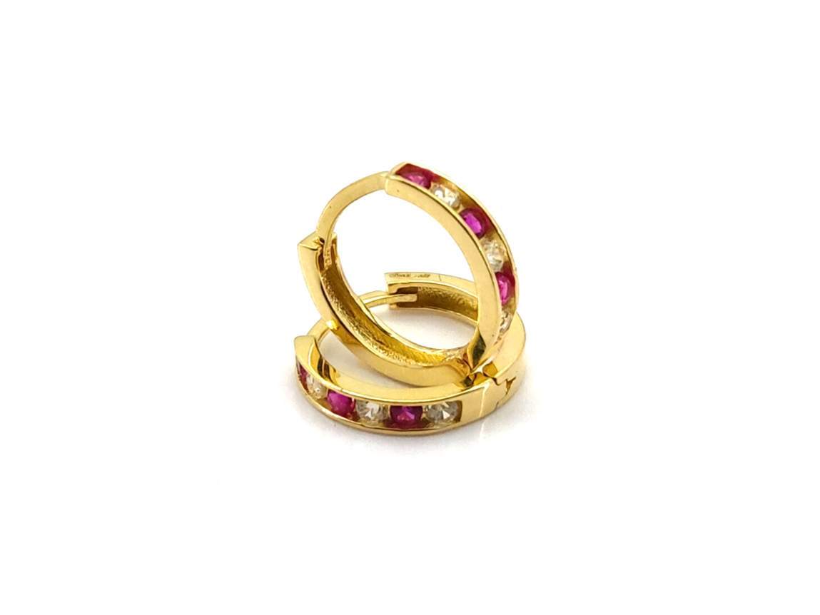 Argollas Oro 18k Con Esmeralda,Rubi,Zafiro - Imagen 2