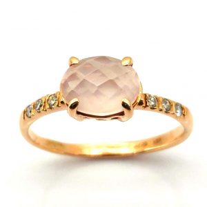 Sortija Oro 18k Con Diamante,Cuarzo