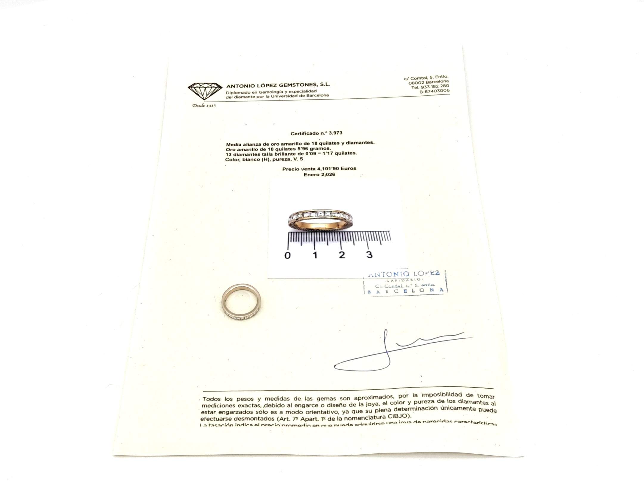Alianza Oro 18k Con Diamante - Imagen 5