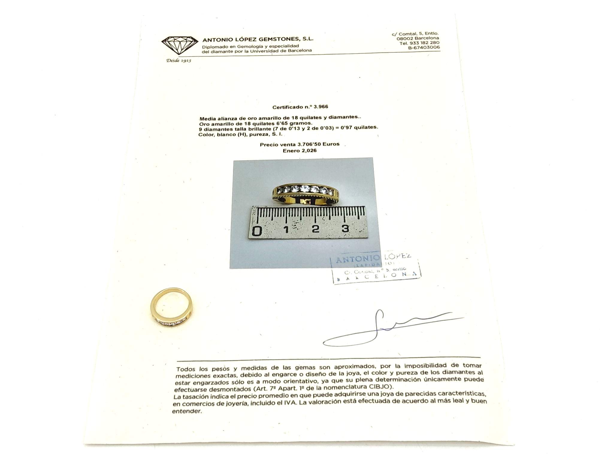 Alianza Oro 18k Con Diamante - Imagen 5