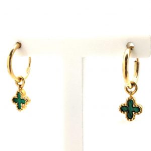 Pendientes Oro 18k Con Malaquita,Onix