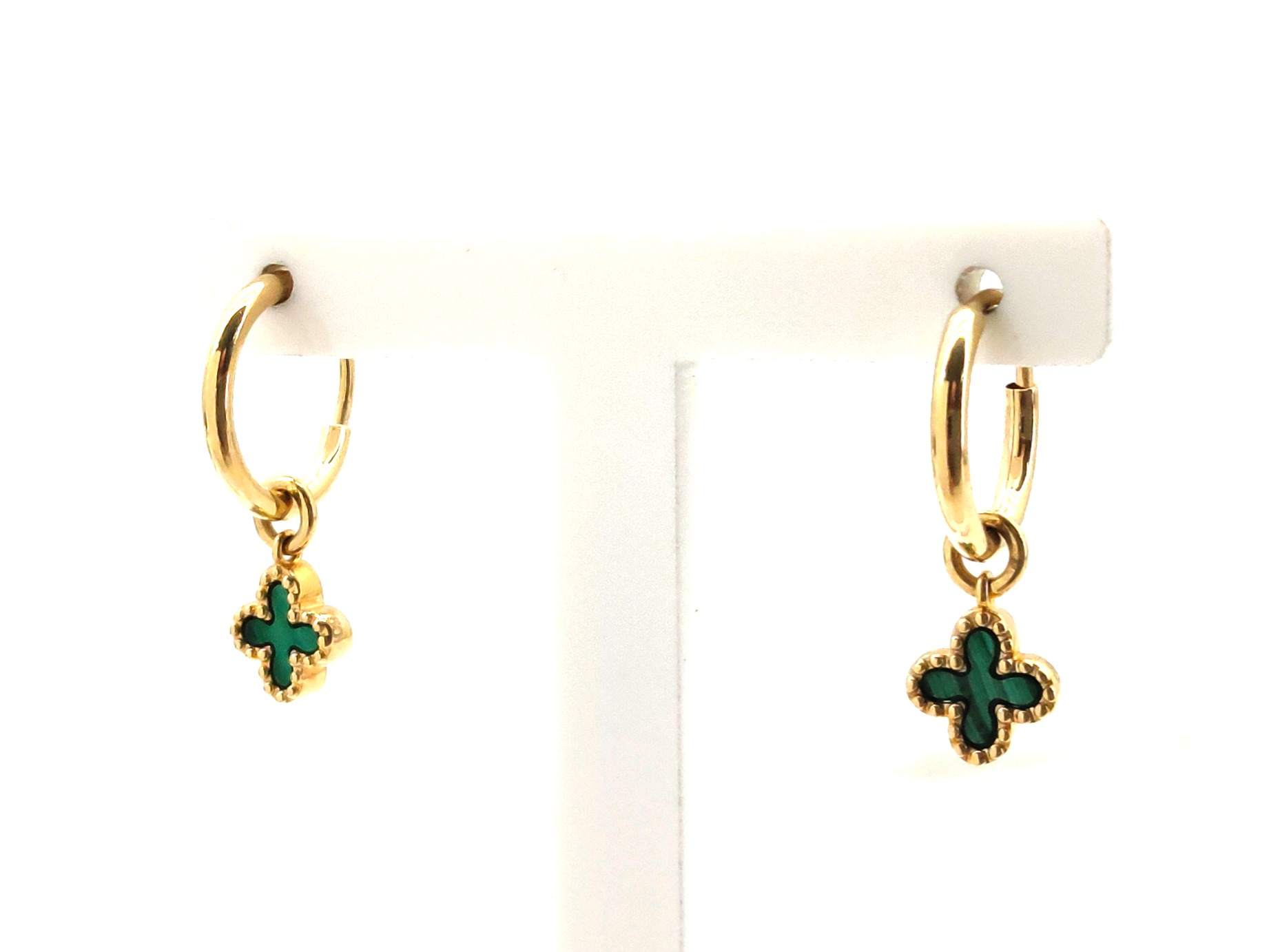 Pendientes Oro 18k Con Malaquita,Onix