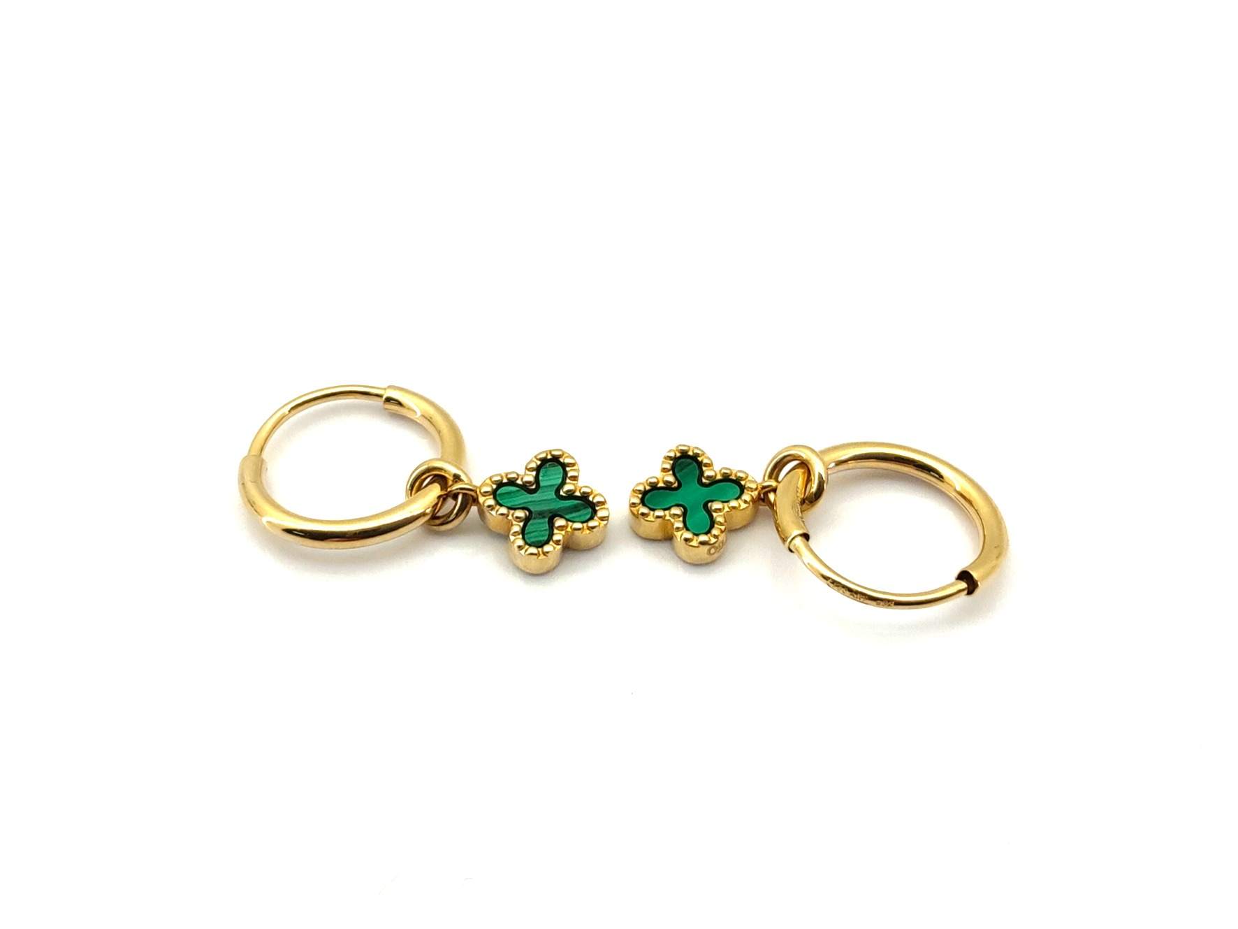 Pendientes Oro 18k Con Malaquita,Onix - Imagen 2