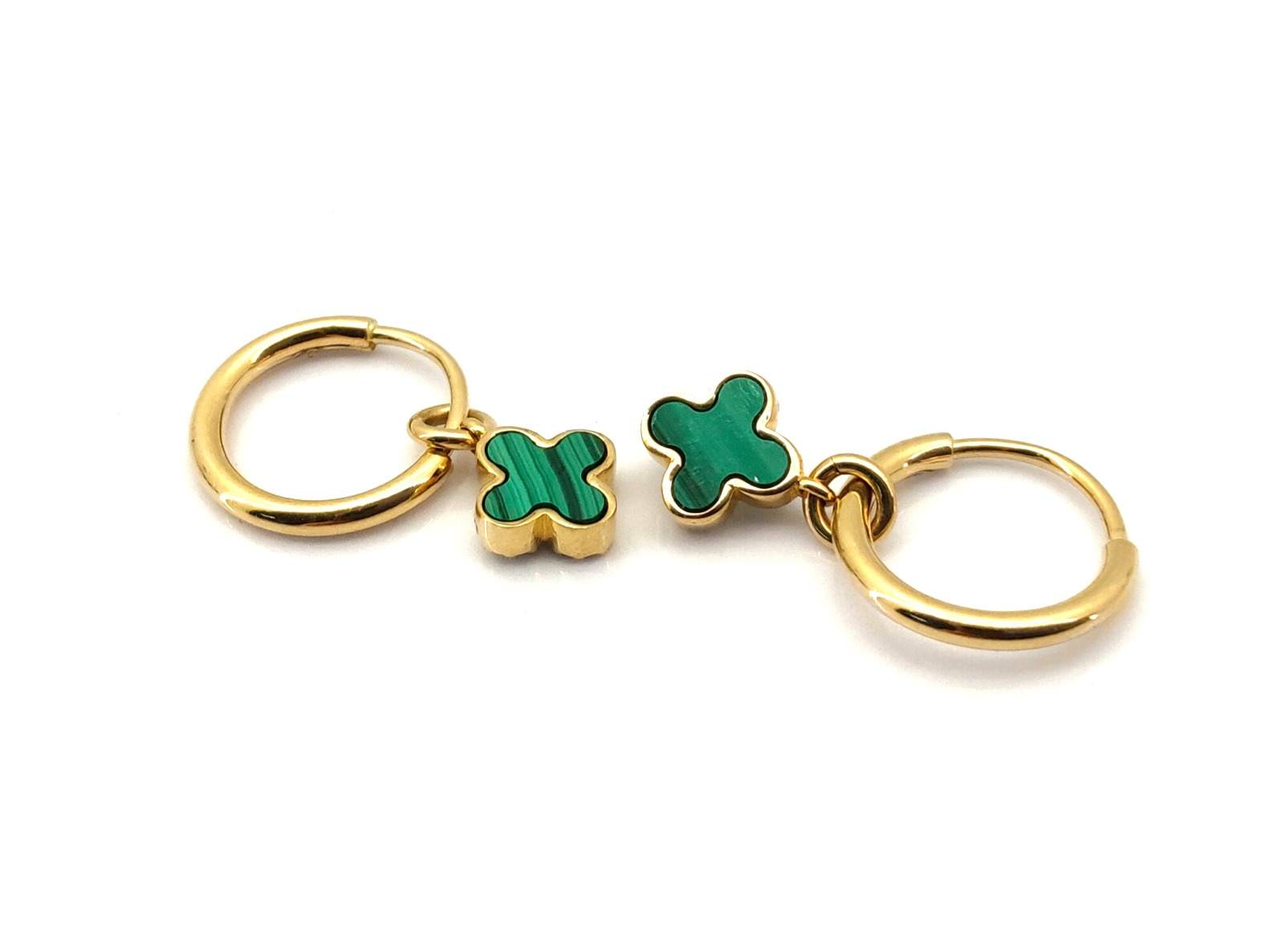 Pendientes Oro 18k Con Malaquita,Onix - Imagen 3