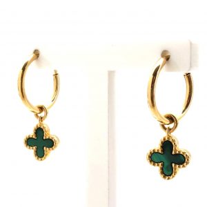 Pendientes Oro 18k Con Malaquita,Onix