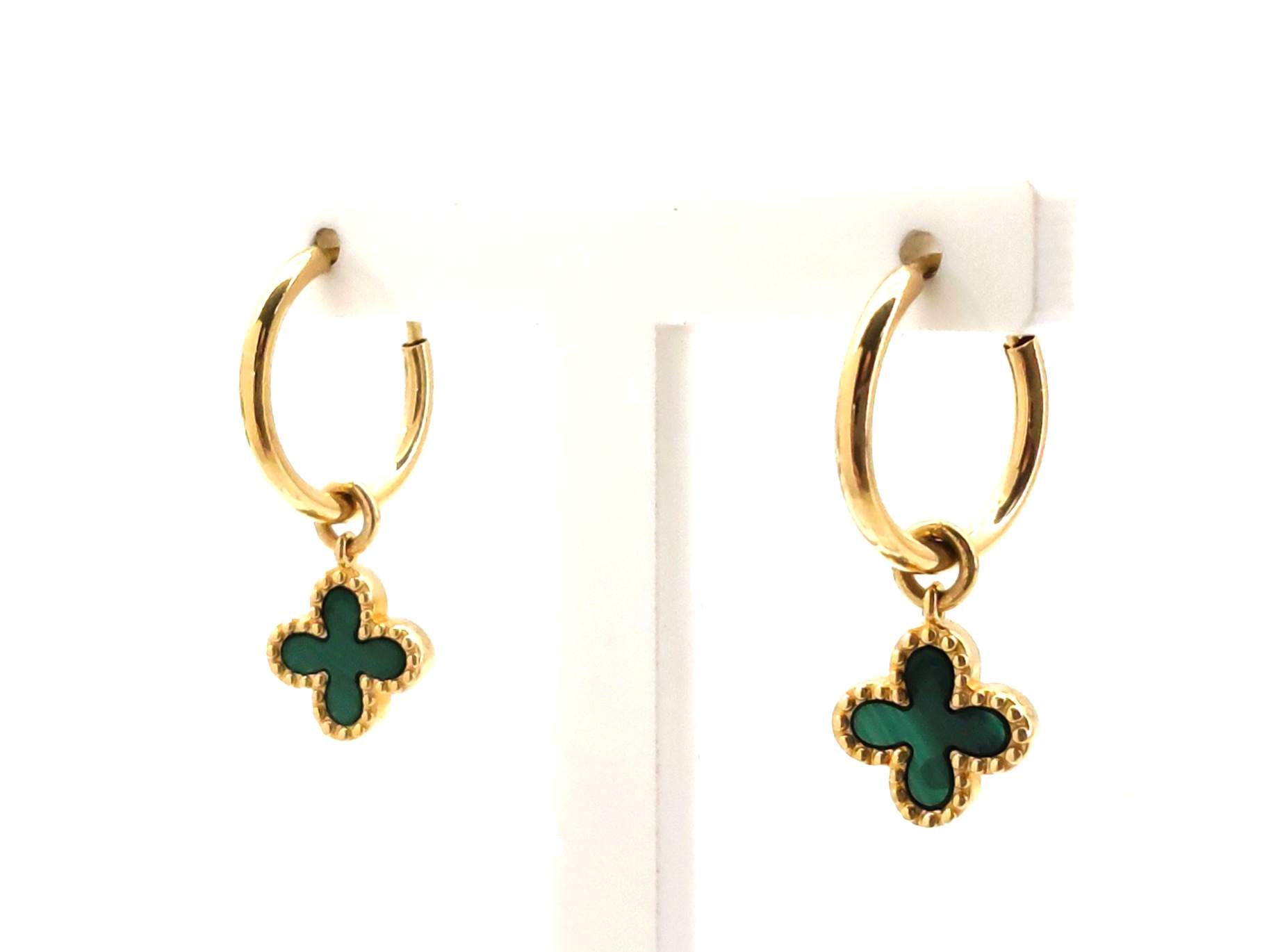 Pendientes Oro 18k Con Malaquita,Onix