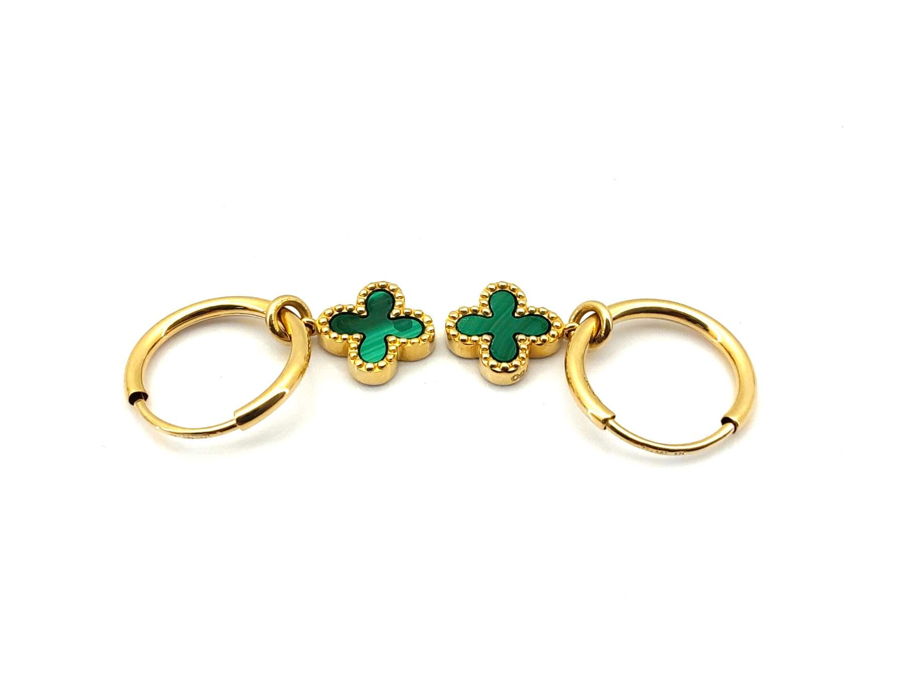 Pendientes Oro 18k Con Malaquita,Onix - Imagen 2