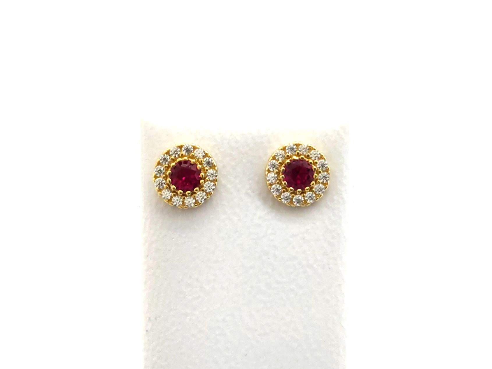 Pendientes Oro 18k Con Rubi,Zafiro,Circonita