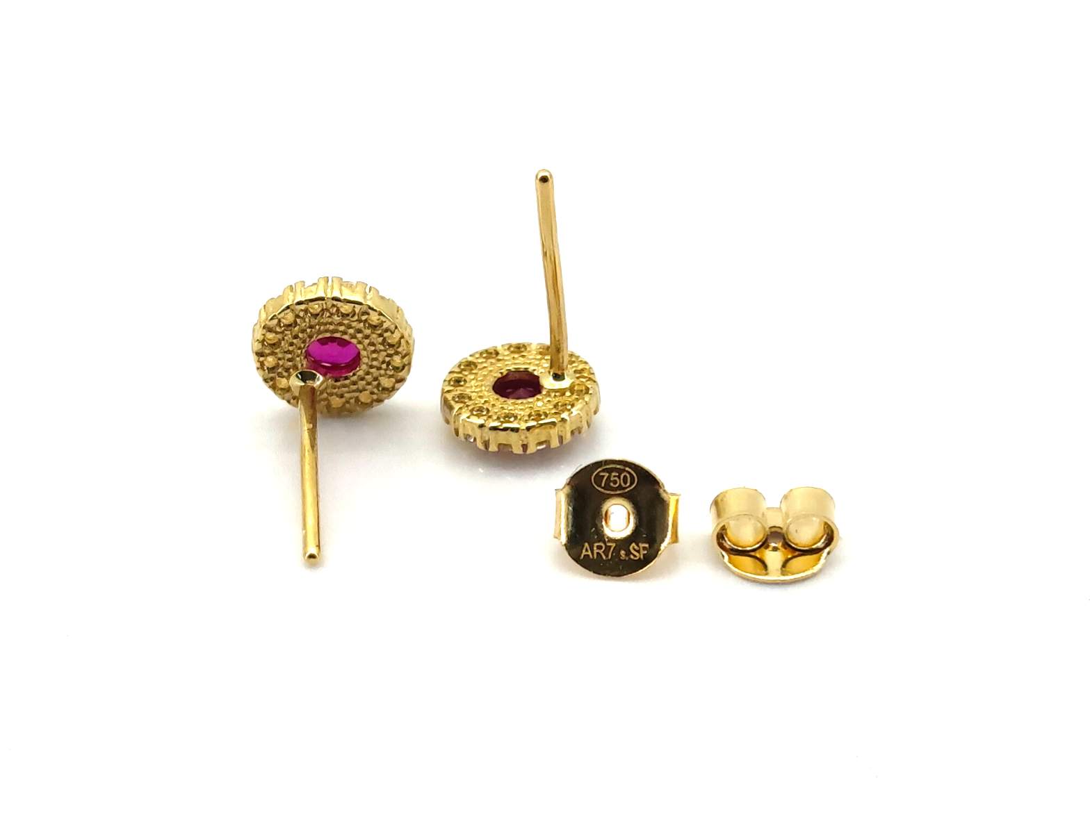 Pendientes Oro 18k Con Rubi,Zafiro,Circonita - Imagen 3