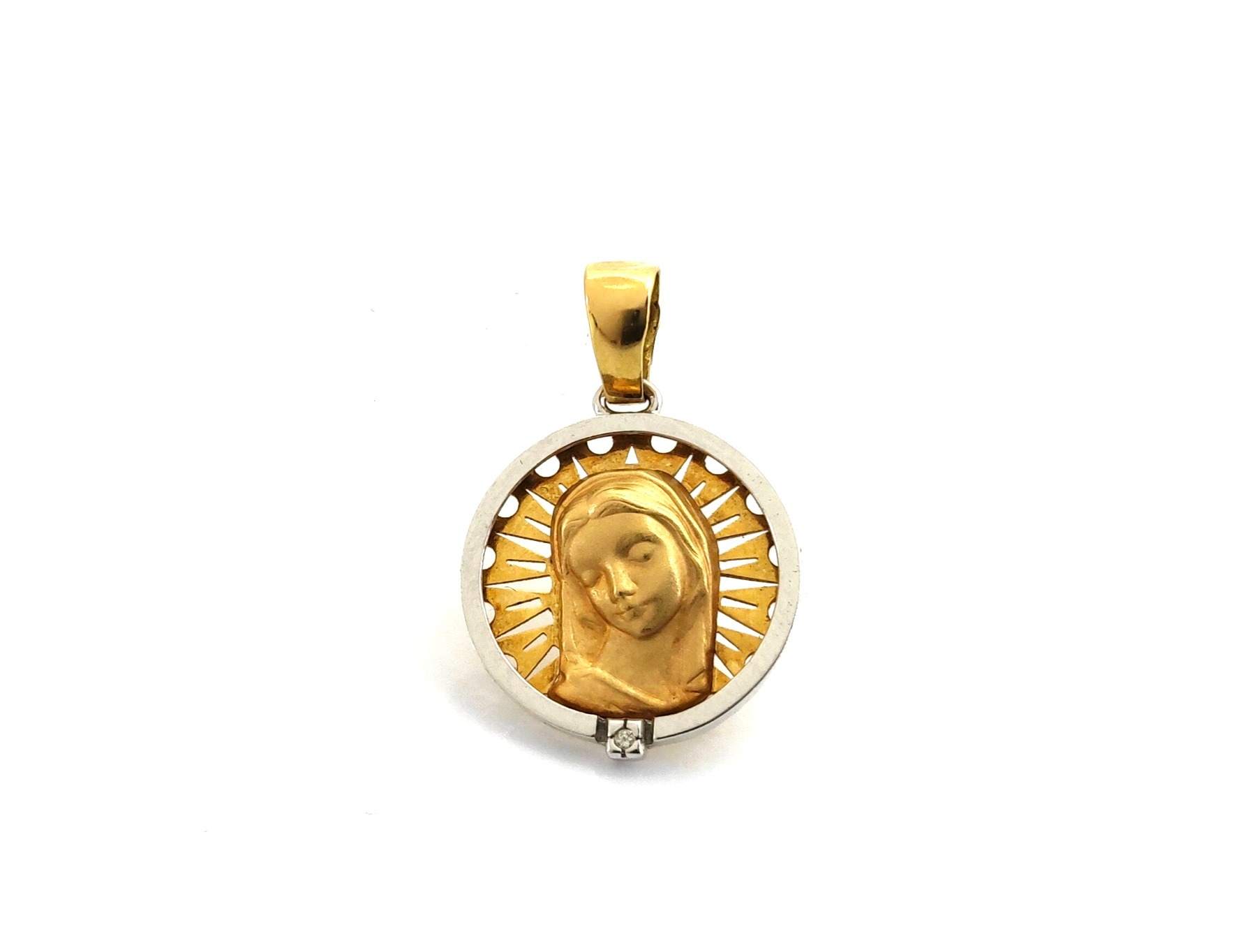 Medalla Oro 18k Con Circonita