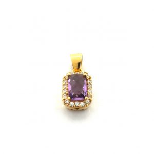 Colgante Oro 18k Con Circonita,Cuarzo