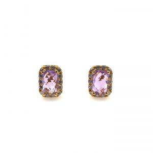 Pendientes Oro 18k Con Circonita,Cuarzo