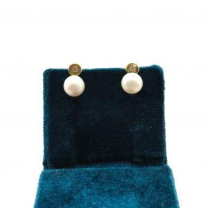 Pendientes Oro 18k Con Circonita,Perla