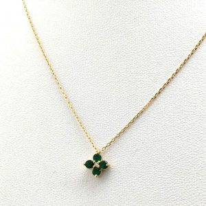 Gargantilla Oro 18k Con Diamante,Esmeralda 20cm