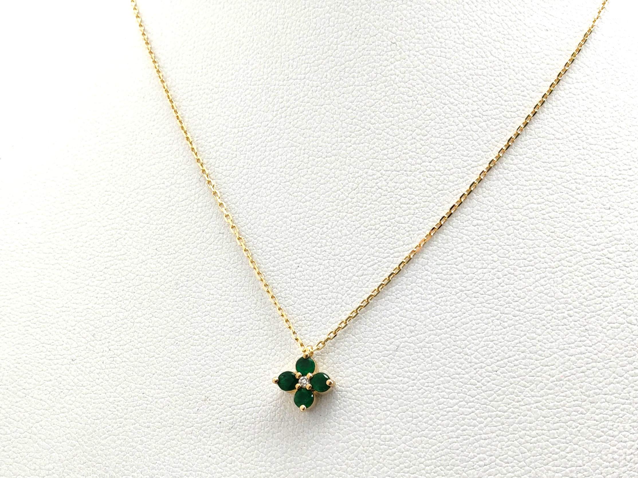 Gargantilla Oro 18k Con Diamante,Esmeralda 20cm