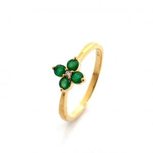 Anillo Oro 18k Con Diamante,Esmeralda