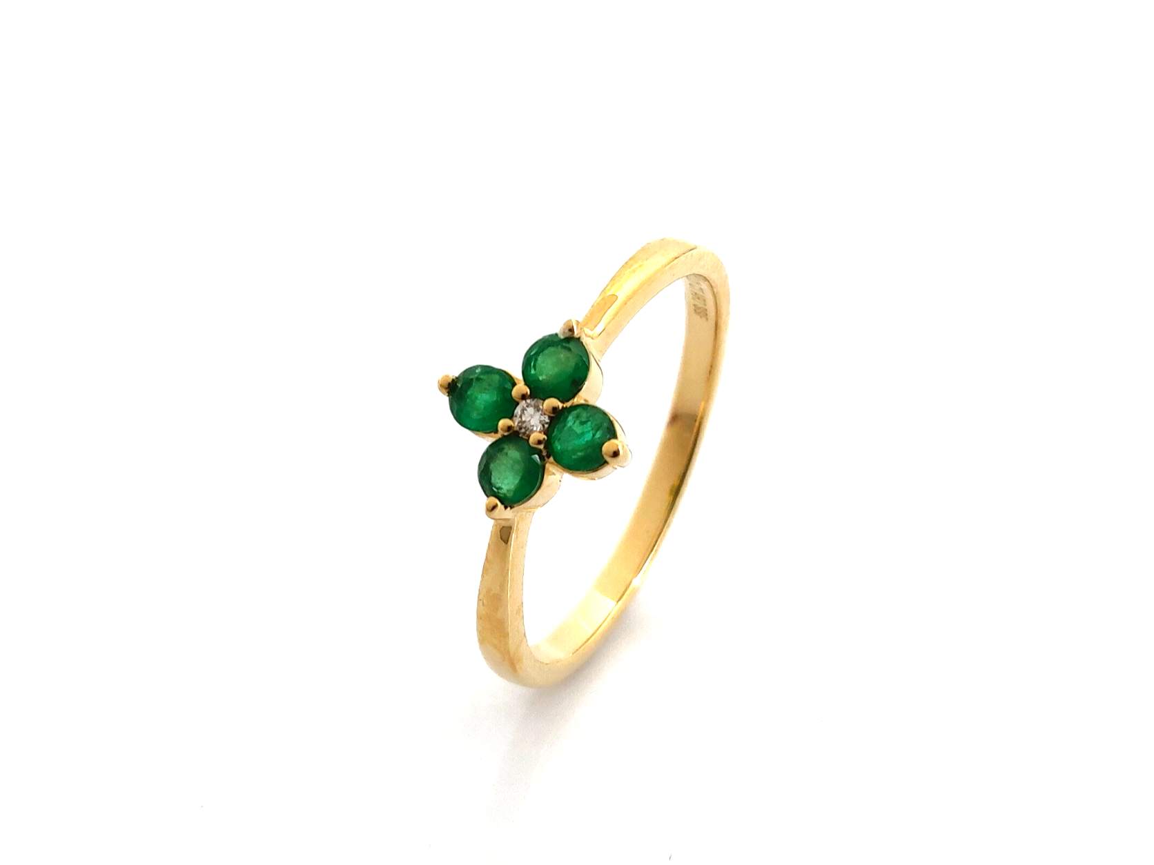 Anillo Oro 18k Con Diamante,Esmeralda