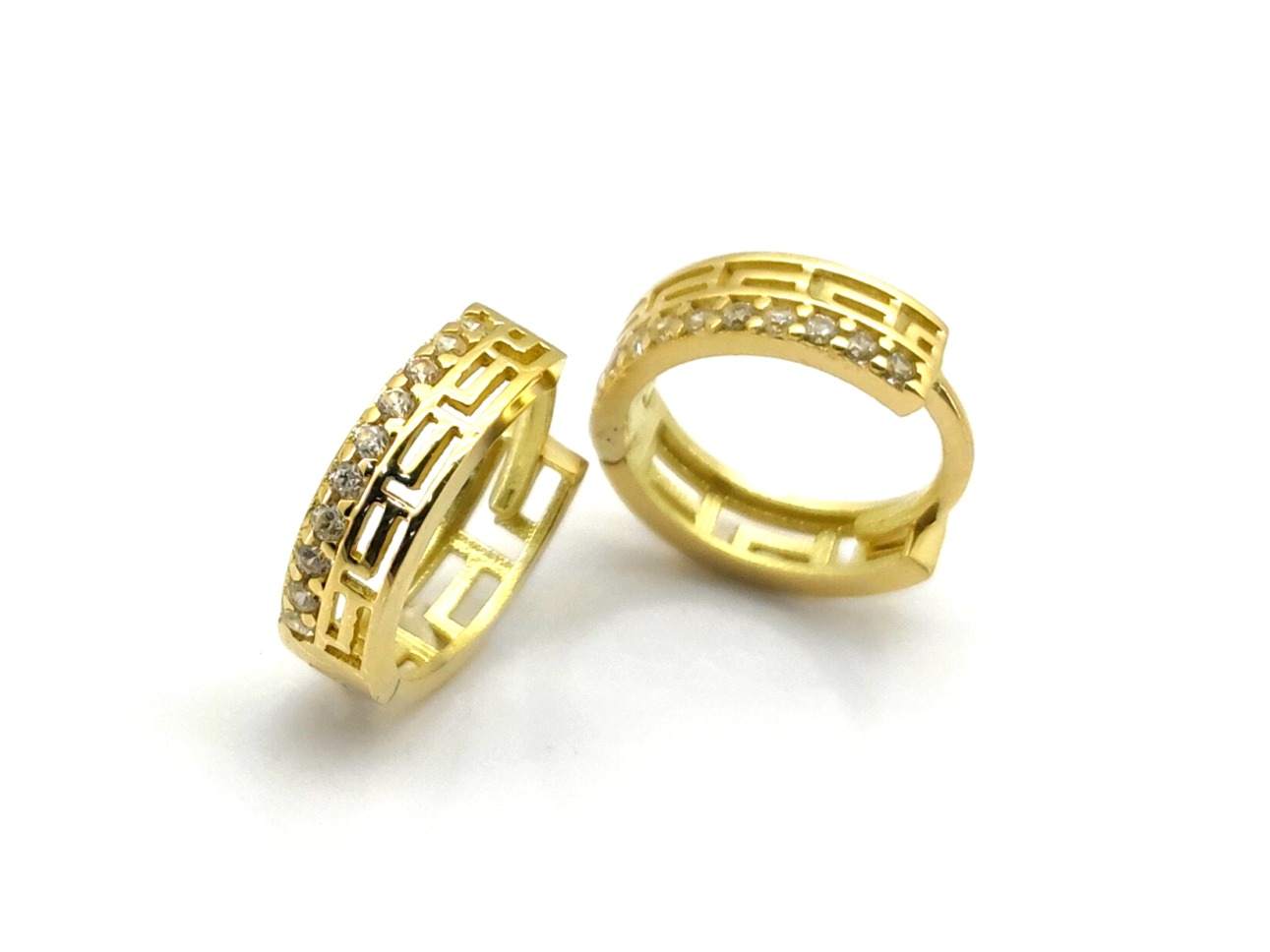 Argollas Oro 18k Con Circonita