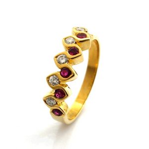 Anillo Oro 18k Con Diamante,Rubi