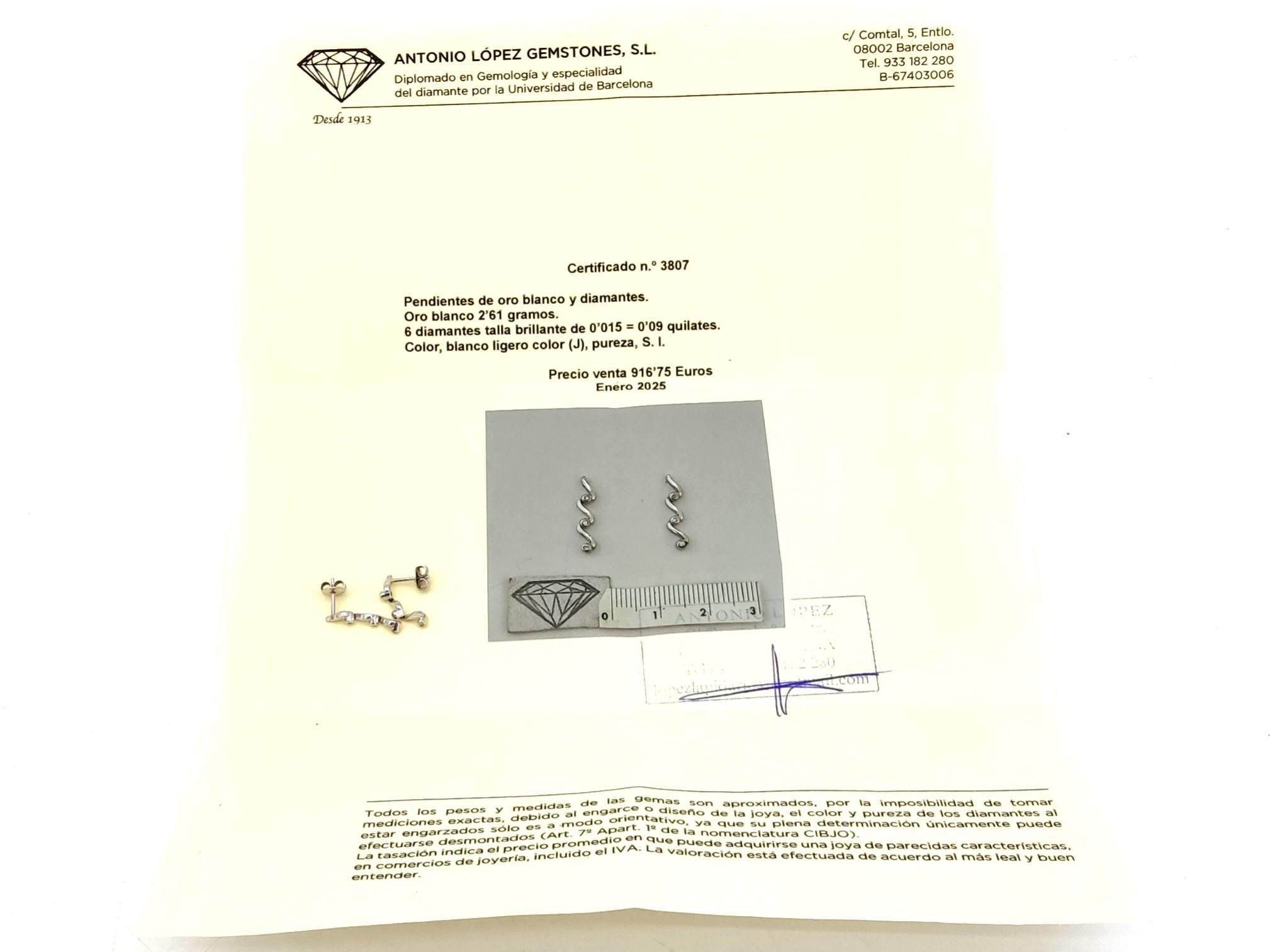 Pendientes Oro 18k Con Diamante - Imagen 5