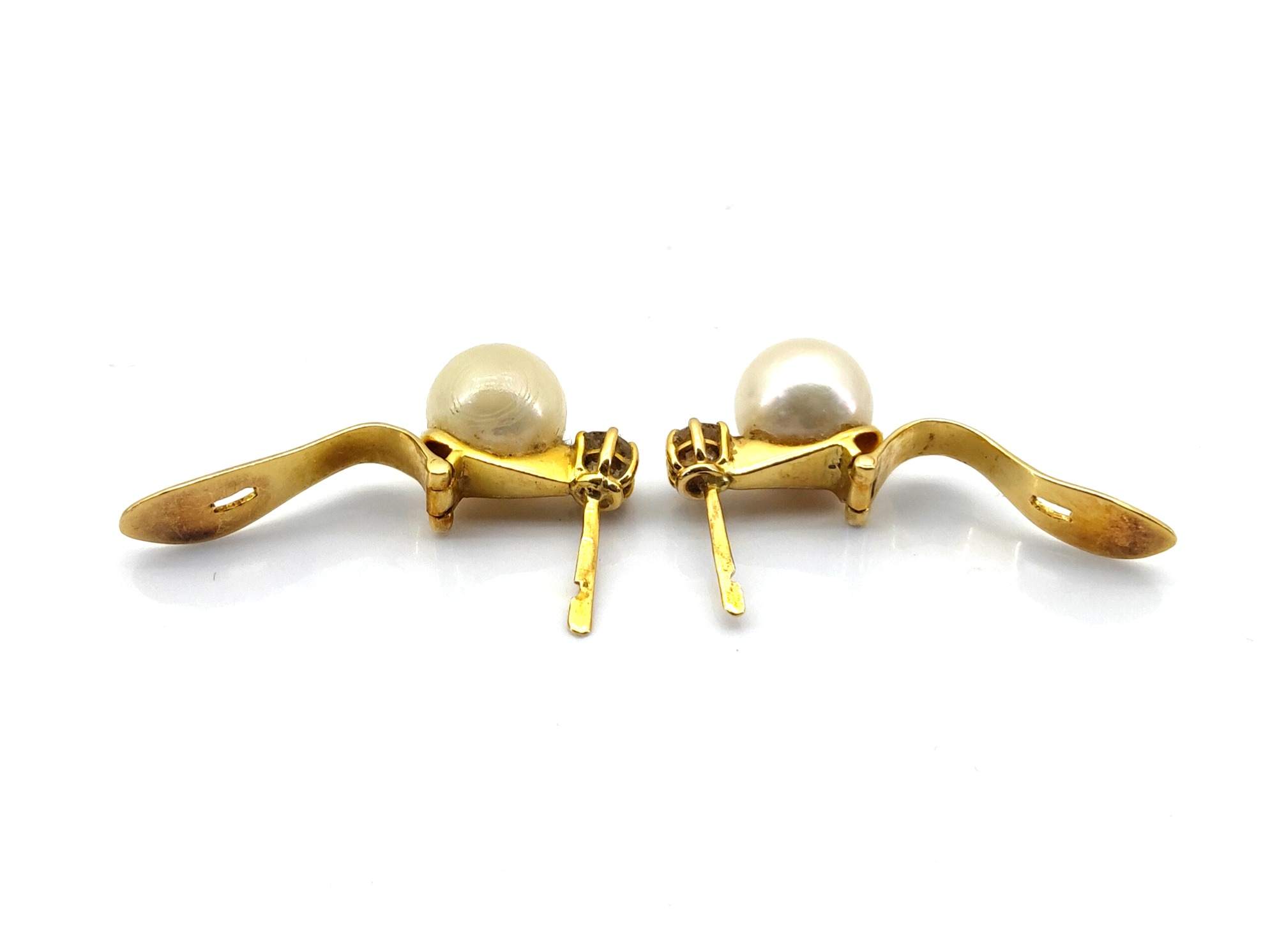 Pendientes Oro 18k Con Diamante,Perla - Imagen 3