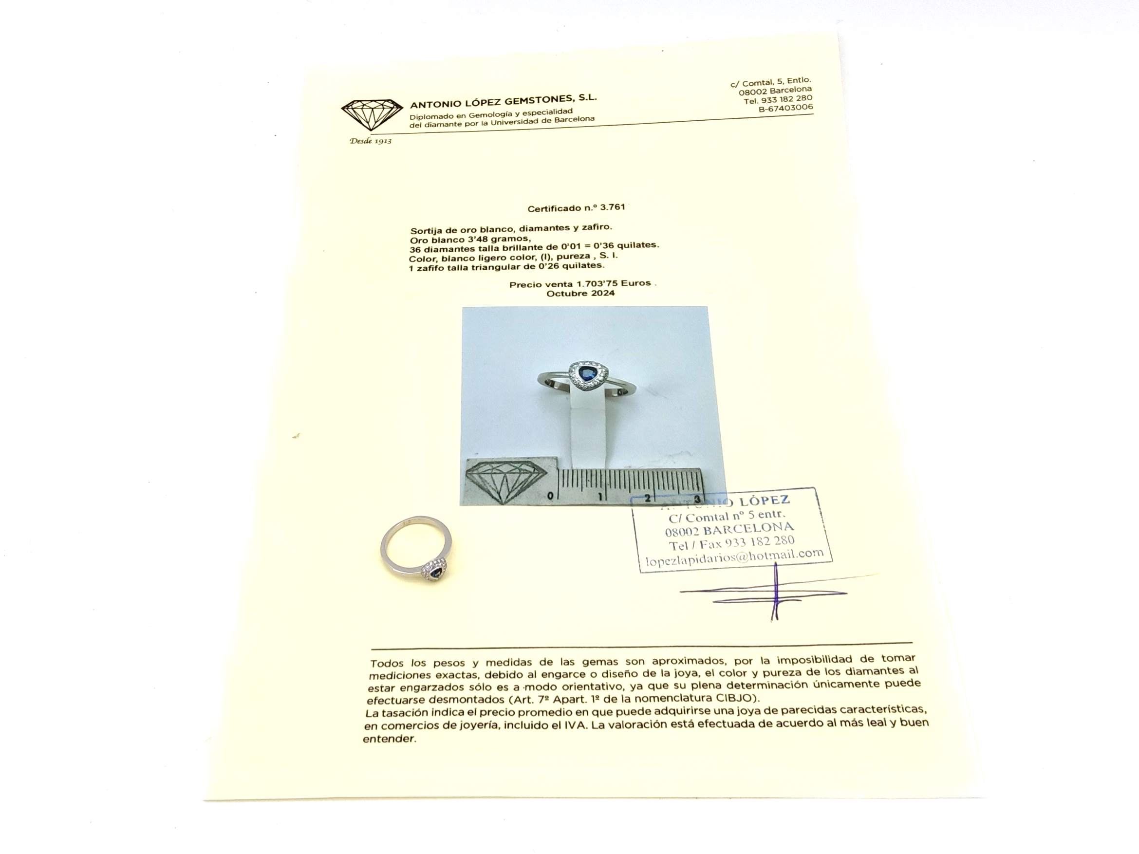 Sortija Oro 18k Con Diamante,Zafiro - Imagen 6