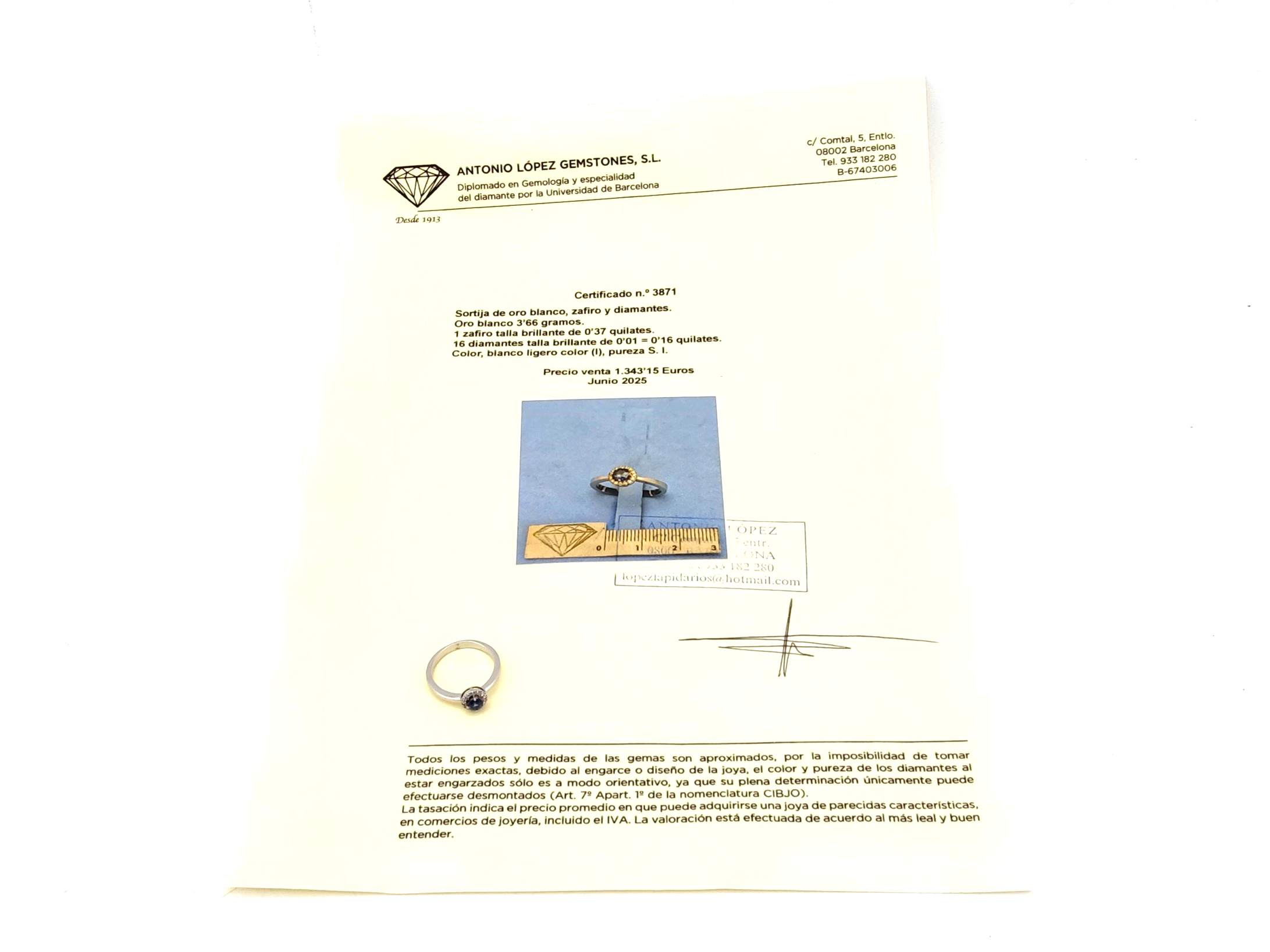 Sortija Oro 18k Con Diamante,Zafiro - Imagen 6