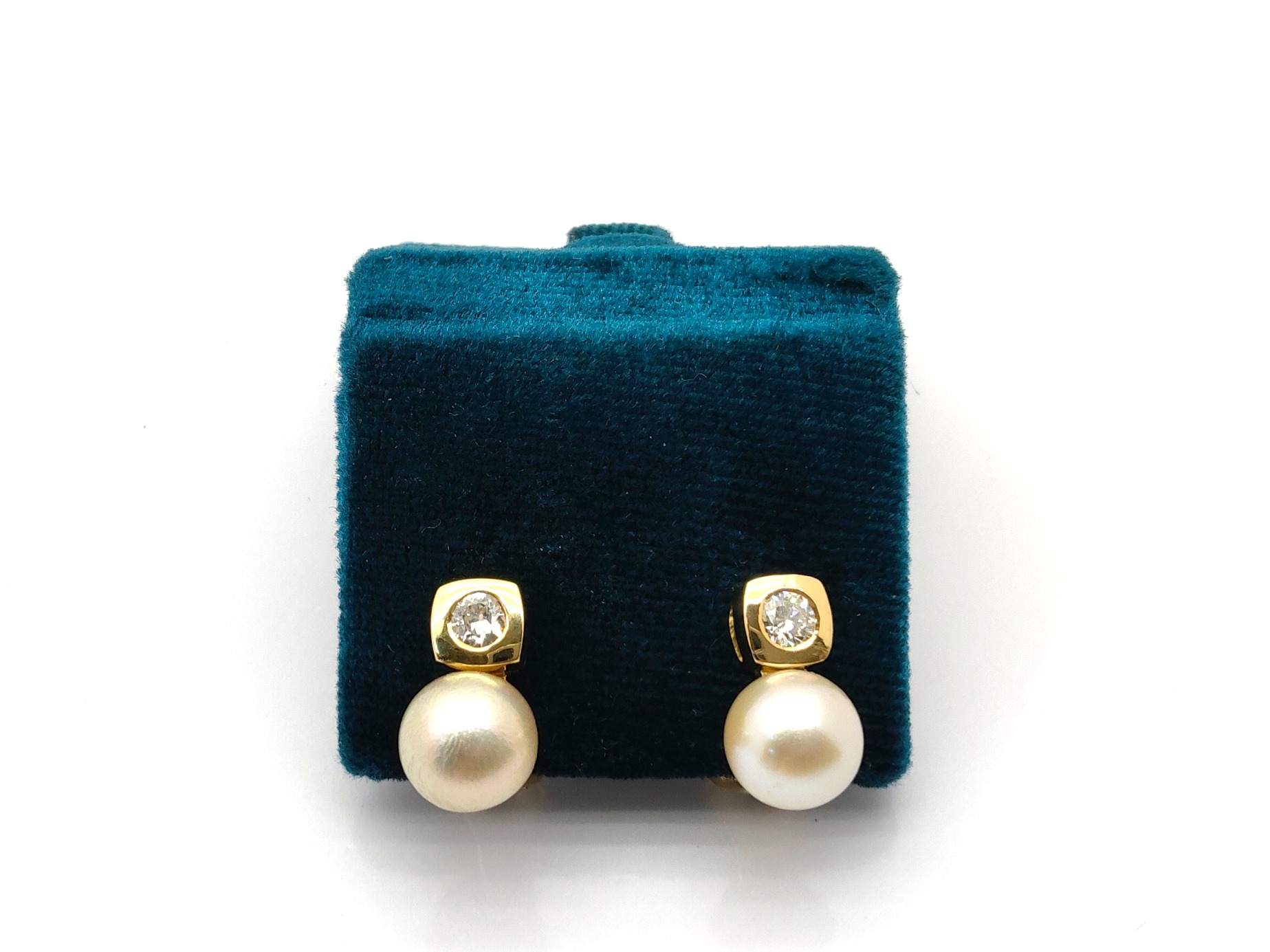 Pendientes Oro 18k Con Diamante,Perla