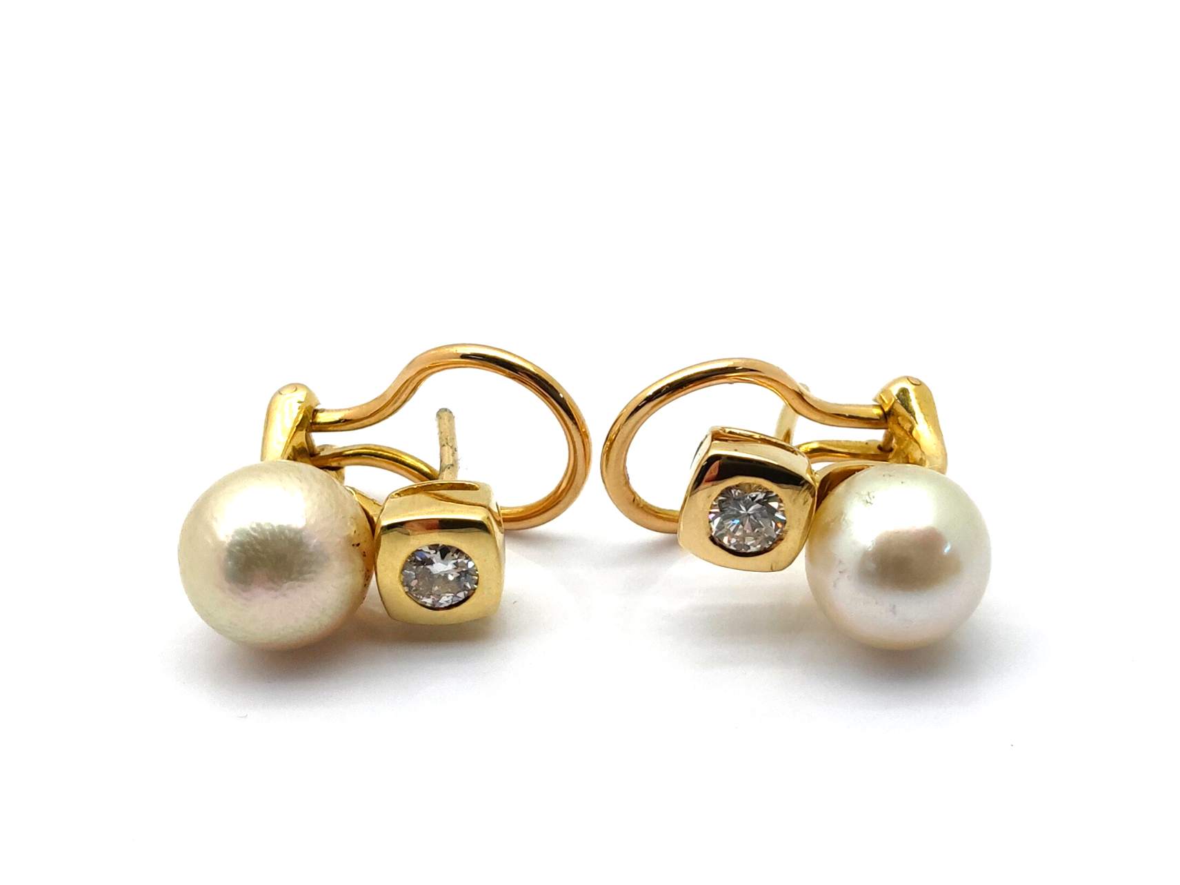 Pendientes Oro 18k Con Diamante,Perla - Imagen 2