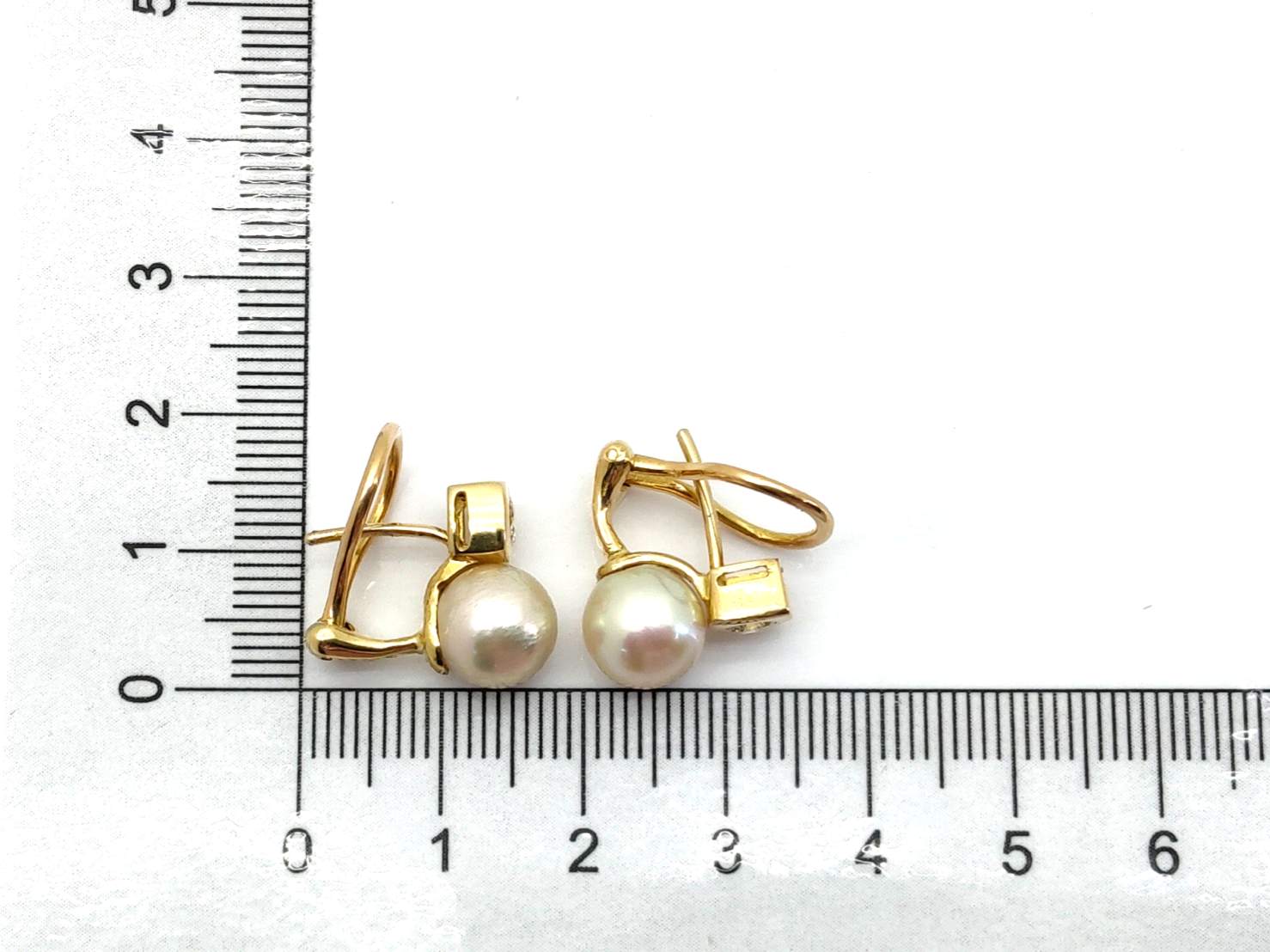Pendientes Oro 18k Con Diamante,Perla - Imagen 4
