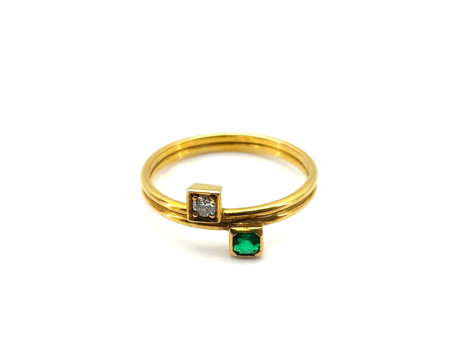 Anillo Oro 18k Con Diamante,Esmeralda - Imagen 2