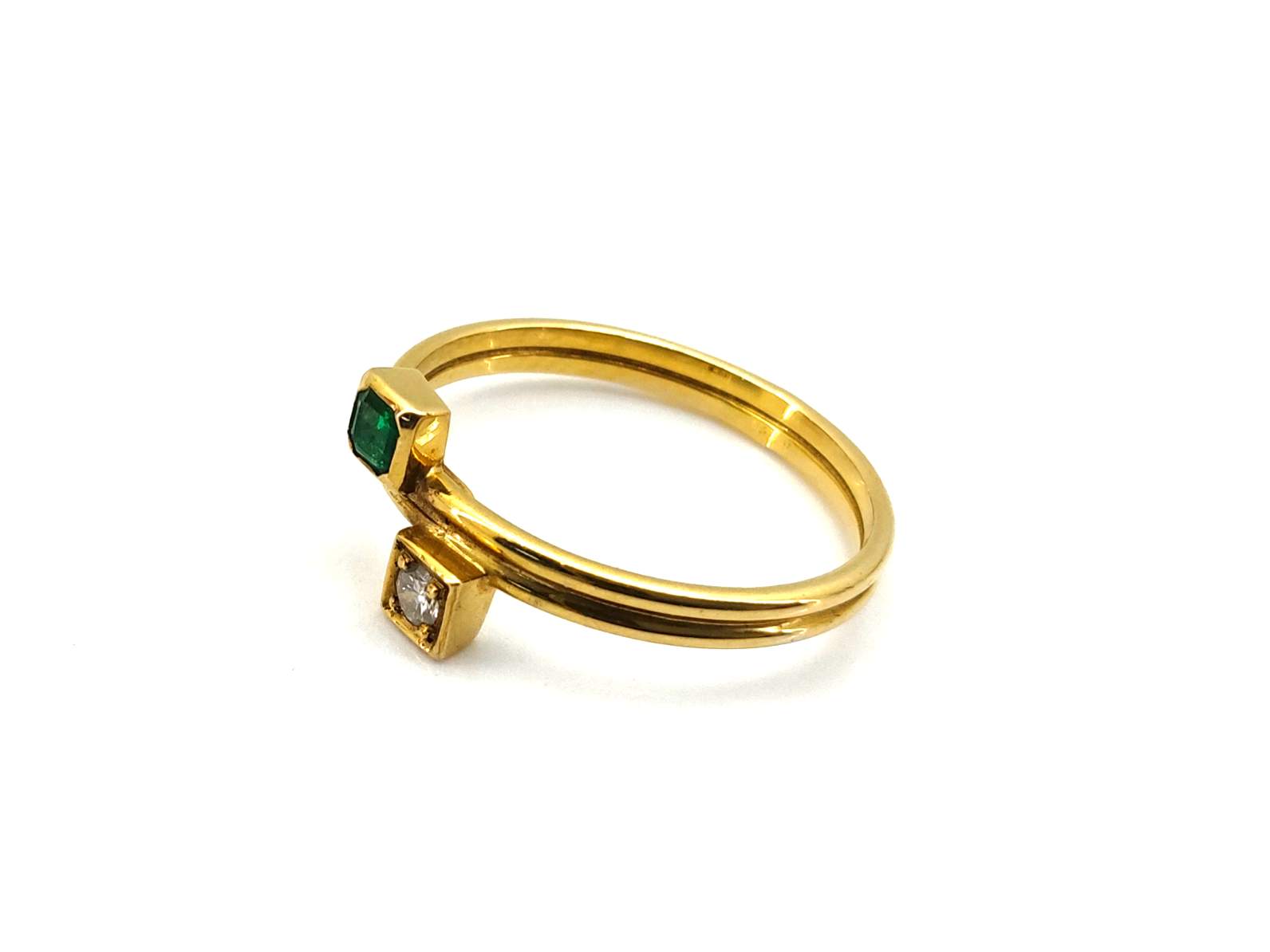 Anillo Oro 18k Con Diamante,Esmeralda - Imagen 3