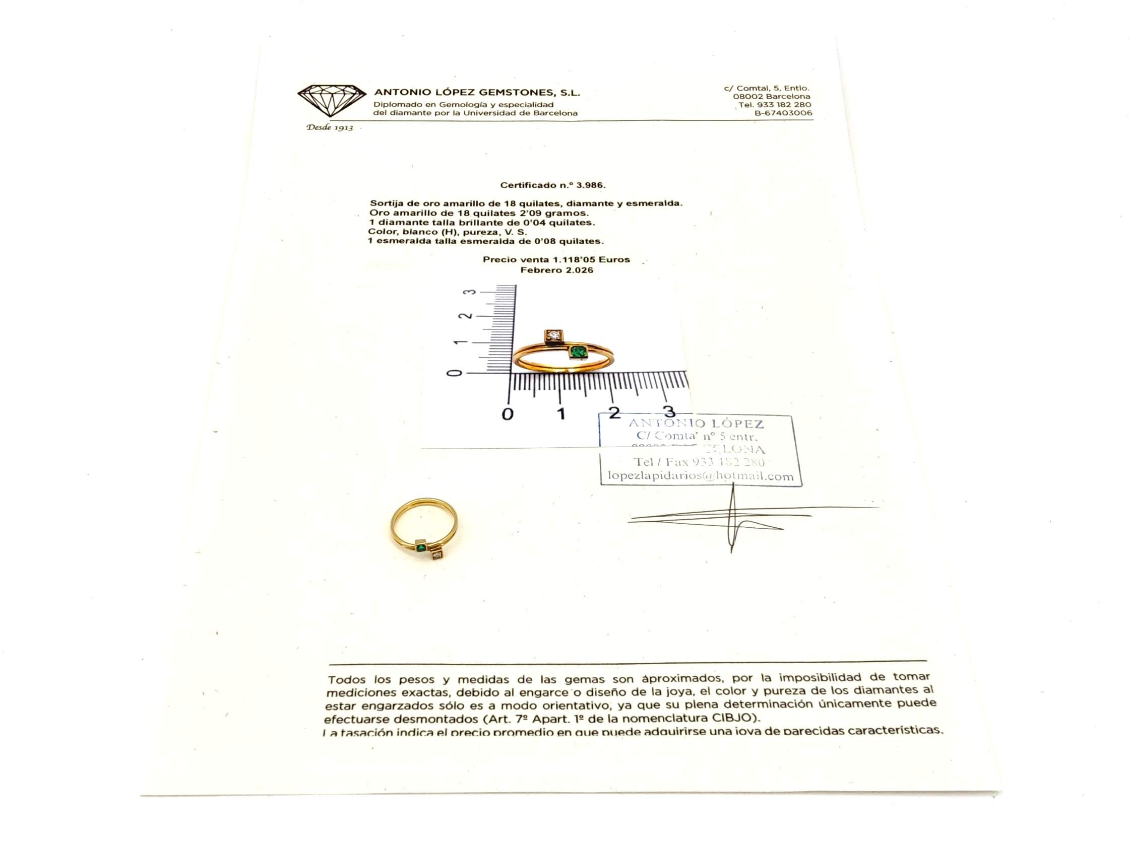 Anillo Oro 18k Con Diamante,Esmeralda - Imagen 6