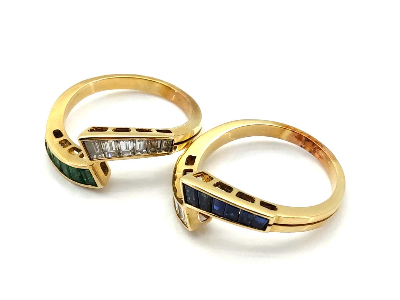 Anillo Oro 18k Con Aguamarina,Circonita,Esmeralda - Imagen 3